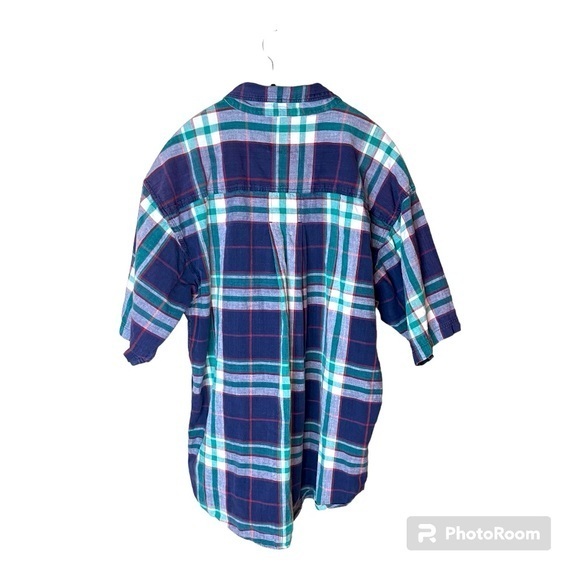 Woolrich Vintage Green‎ Navy Red Plaid Short Sleeve Button Down Size XL - Picture 2 of 7